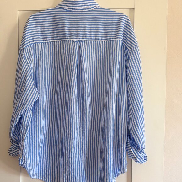 H&M blue and white striped oversized shirt Large - Picture 3 of 8